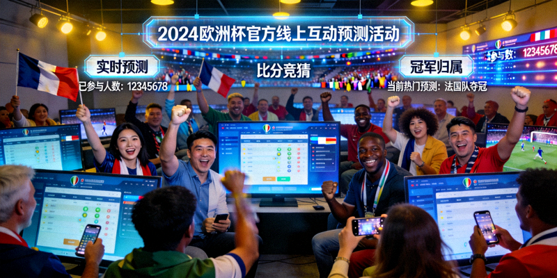 2024年欧洲杯官方线上互动预测活动盛况 - 球迷在屏幕前欢呼